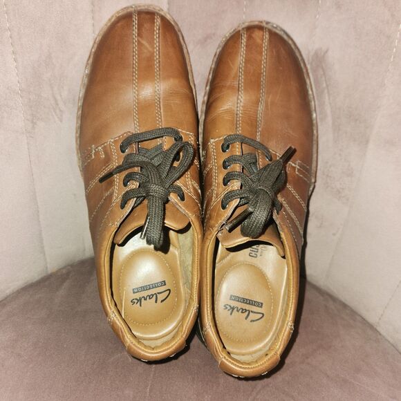 Clarks Shoes Sz 9.5 M Almond Toe Brown Derby Oxfords Leather Men 14885 - Picture 6 of 6
